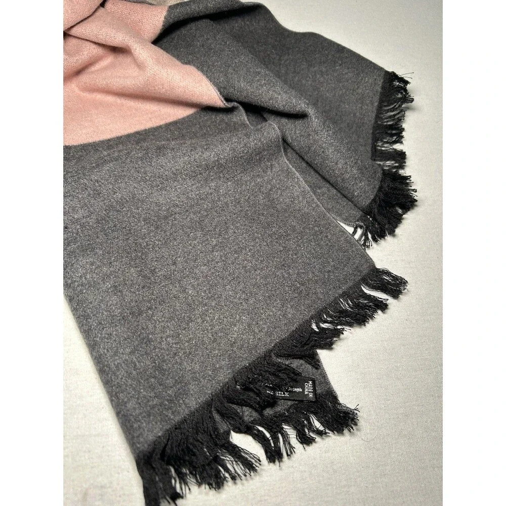 Chelsey By Joseph Reversible Brushed Silk Scarf pink/gray striped